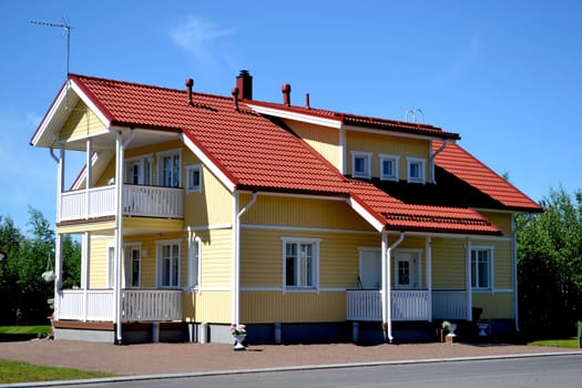 Traditional private wood house in Finland, taken on June 2012.