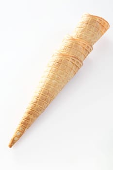 Three Ice cream cones on white background