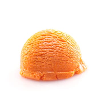 Isolated scoop of orange ice cream isolated on white background