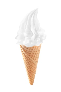 White Vanilla Soft Ice Cream in a cone