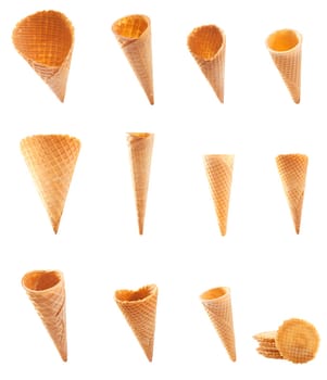 Assortment of icecream cones. Ice cream Collage on a white background. For ice-cream concepts take a look at my portfolio
