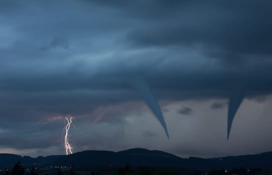 Tornado and lightning
