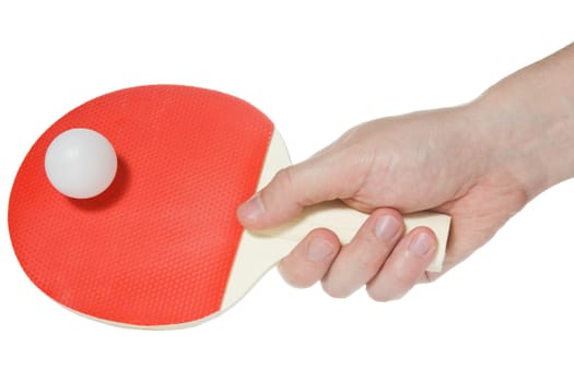 hand of table-tennis player isolated on white background