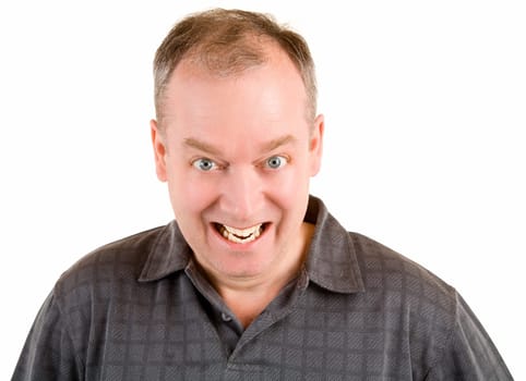 A man is smiling to the camera.