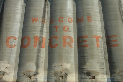 Welcome sign in the Town of Concrete, Washington, U.S.A.