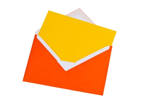 Red envelope with a blanco card isolated on white
