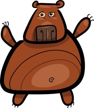 cartoon illustration of cute brown grizzly bear