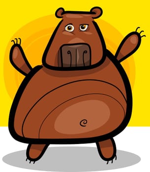 cartoon illustration of cute brown grizzly bear