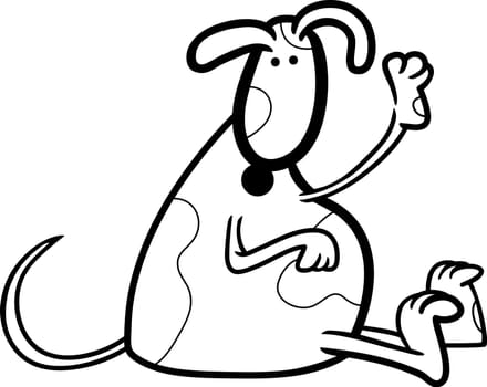 cartoon illustration of cute spotted dog or puppy for coloring book
