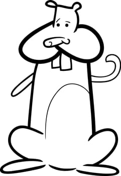 cartoon doodle illustration of funny domestic hamster for coloring book