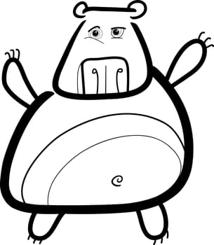 cartoon illustration of cute grizzly bear for coloring book