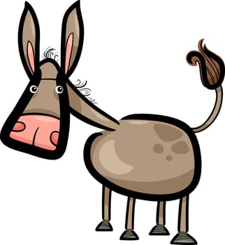 cartoon doodle illustration of cute farm donkey