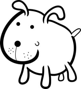 cartoon illustration of cute dog or puppy for coloring book