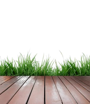 wooden terrace and white background