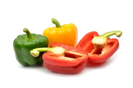 Fresh colorful paprika isolated on white background