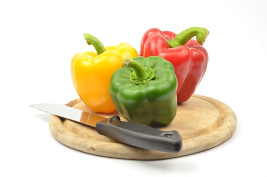 Fresh colorful paprika isolated on white background