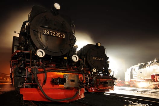 Harz narrow-gauge railway at night...