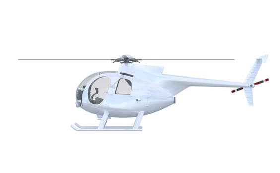 Silver Helicopter Side View - Isolated
