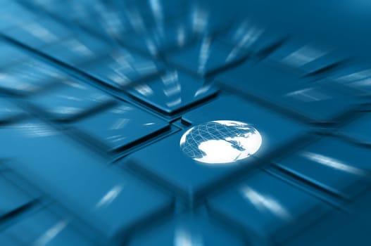 Internet Concept - Detail of Key With Globe Symbol on Keyboard