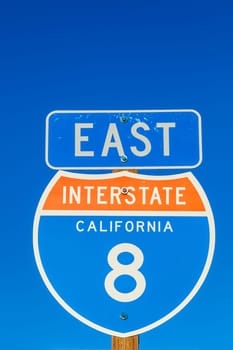 Interstate 8 Sign at the highway with blue sky