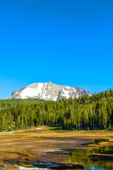 snow on Mount Lassen in the national park