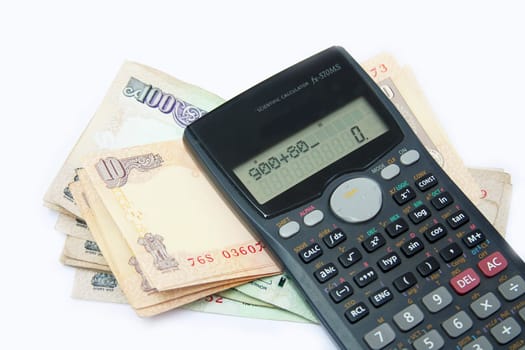 Concept of budgeting by counting notes and making calculations