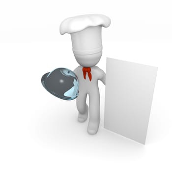 Chef with a blank sign