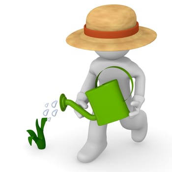 Gardener with a watering can