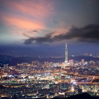 Night scenes of the Taipei city, Taiwan
