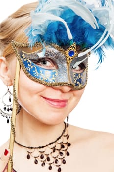 young woman in Carnival mask