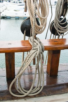 Rigging of an ancient sailing vessel