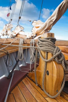 Close-up shot of rope. Taken at a shipyard.