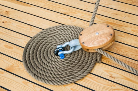 Close-up shot of rope. Taken at a shipyard.