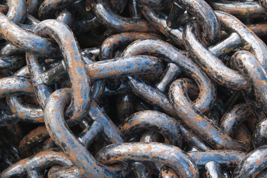 Old rusty anchor chain, close up