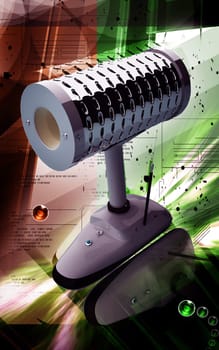 Digital illustration of dental implant in colour background