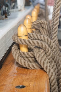 Close-up shot of rope. Taken at a shipyard.