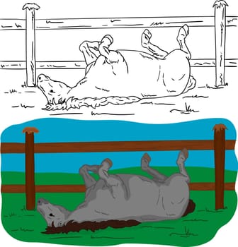 vector - Horse lying on the ground