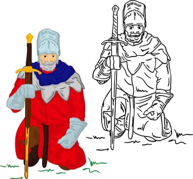 vector - Knight with scimitar isolated on background