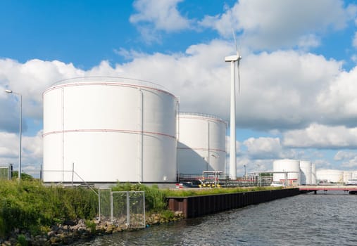 oil storage tanks in amsterdam harbor