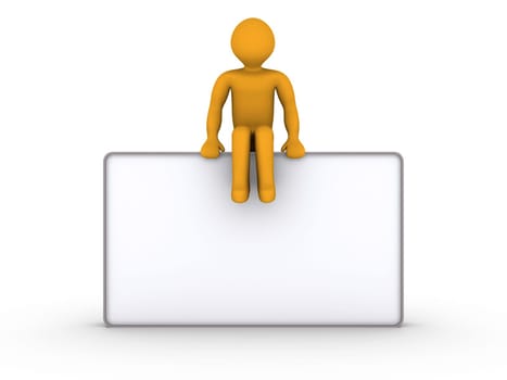 3d person sitting on a sign