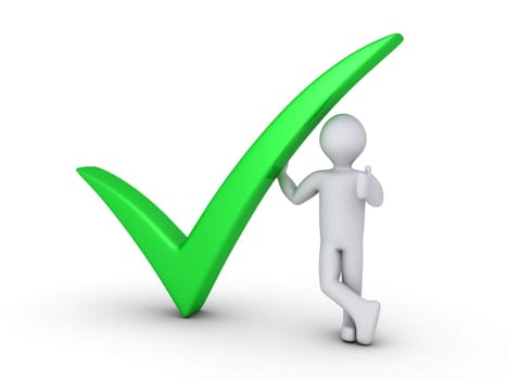 Green check mark with 3d man