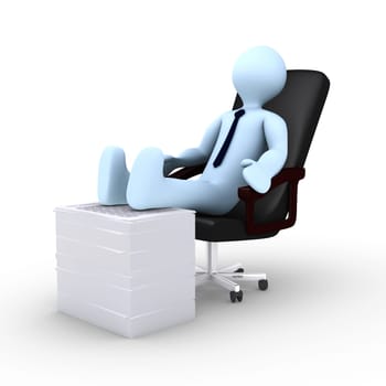 Tired 3d businessman is resting