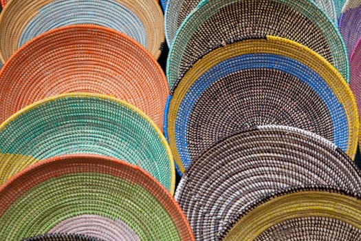 colorful raffia baskets for sale