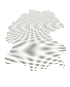 Perspective distorted map of Germany with dot grid