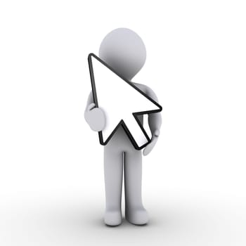 3d person is holding a computer cursor