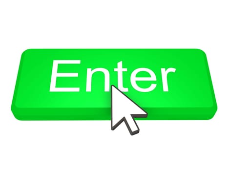 Green Enter button with a cursor on top of it