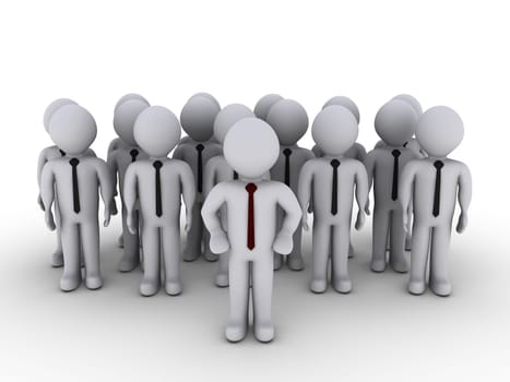 3d person standing in front of others as head of the team