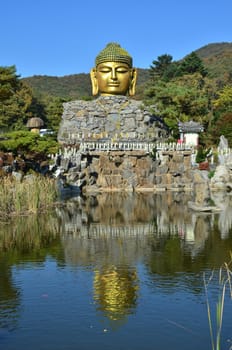 Giant statue of Buddha in wowoojongsa temple korea
