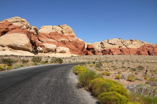 Road through Red rock canyon, Nevada, USA