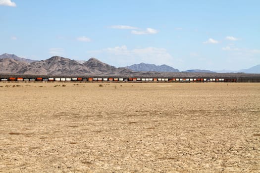 Freight Train in a desert Landscape